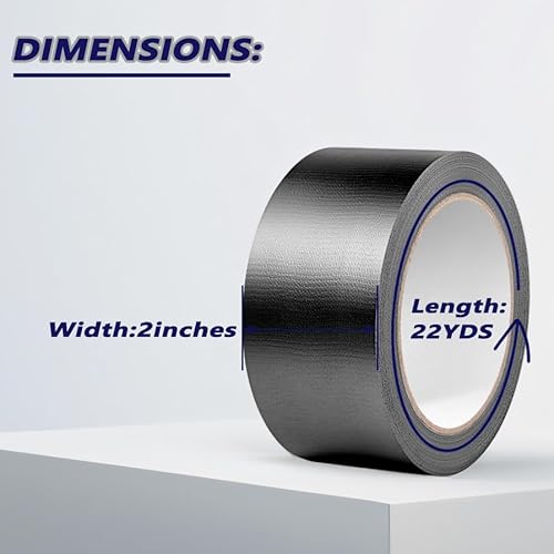 Black Duct Tape Heavy-Duty Waterproof Duct Tape- Strong Adhesive, Waterproof, Residue-Free, 2 Inches x 22 Yards, for Repairs and Industrial Use (2-Pack)
