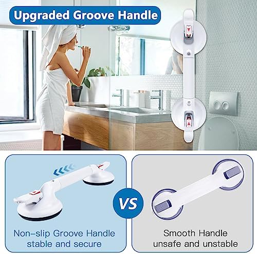 17inch Upgrade Suction Shower Grab Bar, Portable Shower Handle Bar Suction Grip Bar Bathtub Handle with Strong Hold Suction Cup Fitting and Rapid Release for Bathroom(Max Capacity :300lb