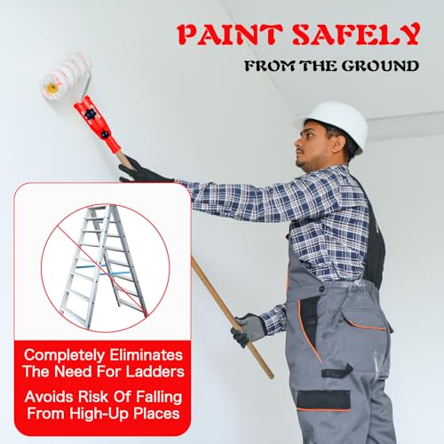 Multi-Angle Paint Brush Extender for High Ceiling, Extension Pole Attachment Holder Paint Brush Holder for Roller Scraper High Ceiling Rotating Head Walls Edges Corners