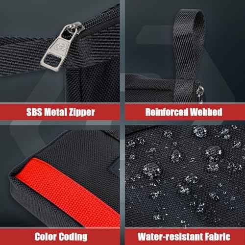 6 Pack Zipper Tool Pouch, 1680D Tools Bag Storage Kit with 4 Zipper Bags and 2 Stand-up Tool Bags, Multipurpose Tools Utility Pouches Storage Organizer