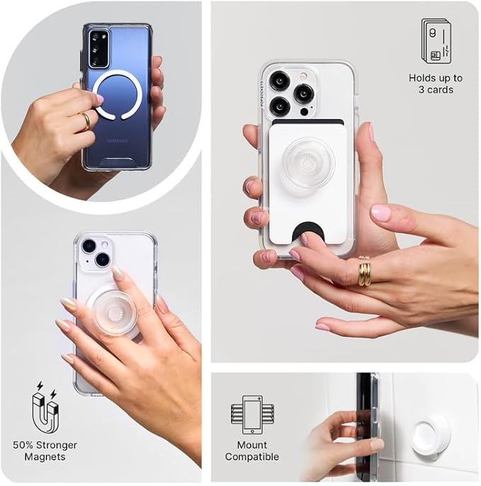 PopSockets Phone Grip for MagSafe with Kickstand, Magnetic Stand, Swappable Top, Secure Hold for iPhone MagSafe Cases, Phone & Tablet Grip - Danger Red Transluscent