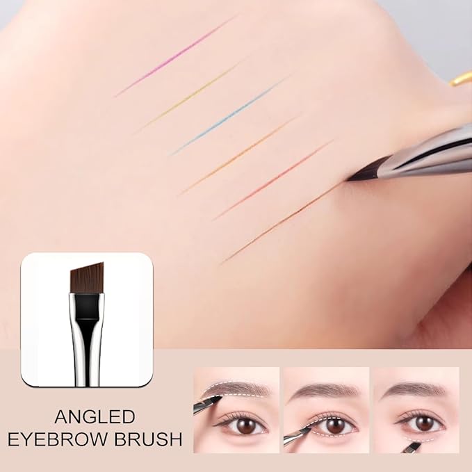 KINGMAS Eyebrow Brush Spoolie Professional Duo Angled Eye Brow Brush for Lining and Shaping Brows or Lashes (Black)