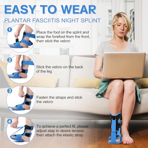 Plantar Fasciitis Night Splint - Upgraded Plantar Fasciitis Relief Braces For Women Men Day Night - Ankle Brace Arch Support Achilles Tendonitis Relief Foot Drop Heel Pain Relief - Breathable