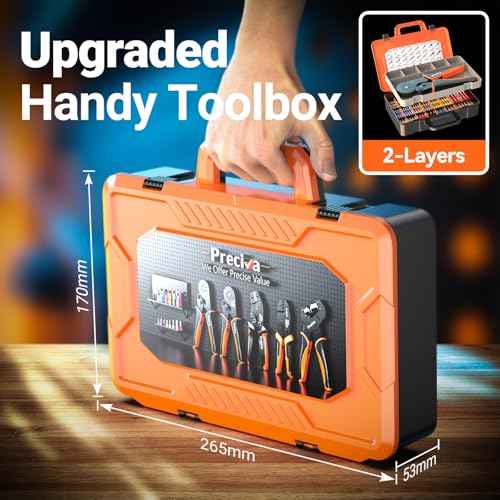 Preciva Ferrule Crimping Tool Kit, Self-Adjustable Ratchet Crimper for AWG 28-5 Ferrules - Includes 1275PCS Hexagonal Double & Single Wire Connectors