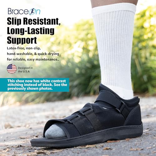 Brace On Post Op Shoe - Orthopedic Shoes for Women & Men, Walking Boot, Ankle Support for Men & Women, Plantar Fasciitis Brace, Medical Boot for Injury (Women, Medium, Shoe Size 6-7.5)
