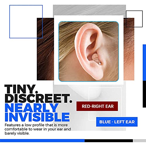 Hearing Aids, Hearing Amplifier, CIC Hearing Amplifiers for Seniors Battery Operated Hearing Aid Mini Sound Enhancer Listening Amplifiers to Assist Hearing(Red&Blue)