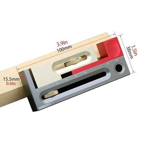 HONGDUI JF06 Kerfmaker Table Saw Slot Adjuster Mortise and Tenon Tool Woodworking Movable Measuring Block 100mm/4inch