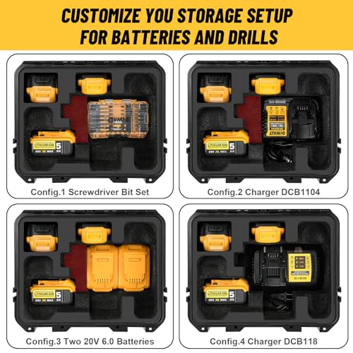 Case for Dewalt Cordless Drill/Impact Driver Set - Waterproof Hard Tool Box for Dewalt Taladro, Power Tool Kit Bag for Atomic 20V Max Cordless Drill Set | Impact Driver/Battery/Charger(Case Only)