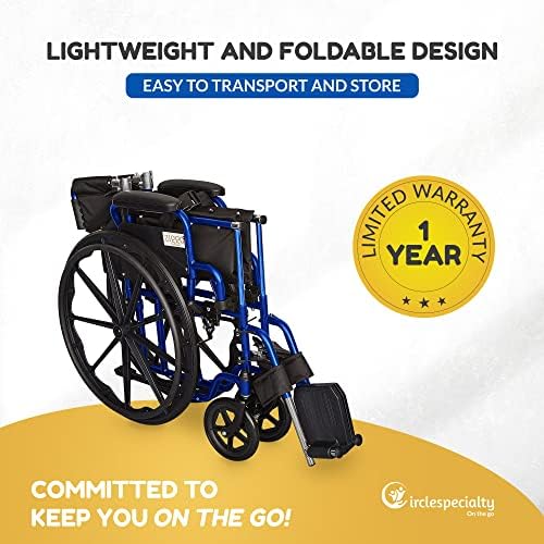 Ziggo 16” Seat Width Pediatric Wheelchair for Kids & Children, Lightweight, Manual Folding Wheelchair w/Safety Belt, Swing-Away Foot Support w/Straps, Desk Length Arm Rests