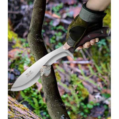 JXE JXO 13.2" Machete, Full Tang Machete for Cutting Trees Heavy Duty, 1065 High Manganese Steel with Nylon Sheath for Yard Work, Bushcraft and Outdoor