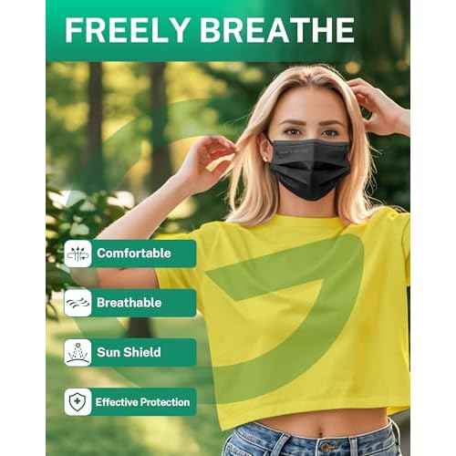Disposable Face Masks Made in USA, 4 Ply for Families, Students, Breathable All-Day Wear & Safety, FSA HSA Eligible, ASTM Level 3 Medical Grade, 100 Pack Individual Wrap, Black