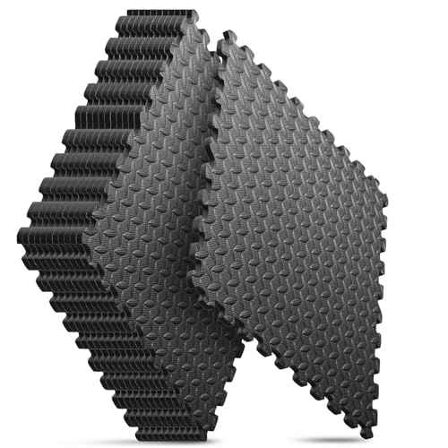 Home Gym Mat, Puzzle Exercise Mat, EVA Interlocking Foam Floor Tiles for Home Workout Equipment and Kids' Play Areas - Black, 24 in x 24 in x ¨ö in - 12 Tiles (Black, 12 Pack, 48 SQ FT)