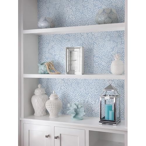 Safiyya Peel and Stick Wallpaper Blue and White Contact Paper 17.3" x 78.7" Polka Dots Wall Paper Modern Boho Removable Self Adhesive Wallpaper Vinyl Rolls
