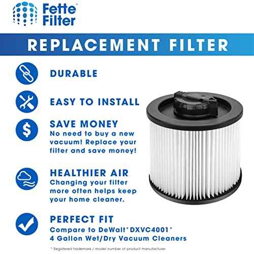 Fette Filter - DXVC4001 HEPA Filter Compatible with DEWALT DXV04T DXV05P DXV05S DXV08S DXV06G Wet Dry Shop Vacuums. Compare to Part# DXVC4001 - Pack of 2