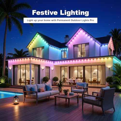 Permanent Outdoor Lights for House, 100ft RGB+60IC£¬Smart Outdoor Decor, 50 Scene Modes, App/Remote Control, IP67 Waterproof, for Christmas, Holiday, Daily & Pool Party, courtyard£¬House Roof Lighting