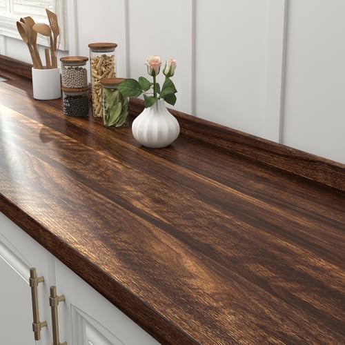 FunStick Dark Brown Wood Contact Paper for Countertops Waterproof Self Adhesive Walnut Wood Wallpaper Peel and Stick Countertop Contact Paper Wood Grain Contact Paper for Cabinets Kitchen Table 16x80