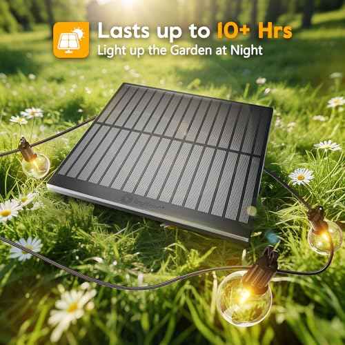 Minetom 75FT Solar String Lights Outdoor with Cable Ties and Hooks, Commercial Waterproof Solar Powered Patio Lights with 35 LED Shatterproof Bulbs, Hanging Light for Outside Backyard Garden Decor
