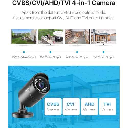 ZOSI 1080P 1920TVL Security Camera Outdoor Indoor,Hybrid 4-in-1 TVI/CVI/AHD/960H CVBS Bullet Cam for Analog Home Office Surveillance DVR CCTV System,IP67 Weatherproof,120ft IR Night Vision,Black