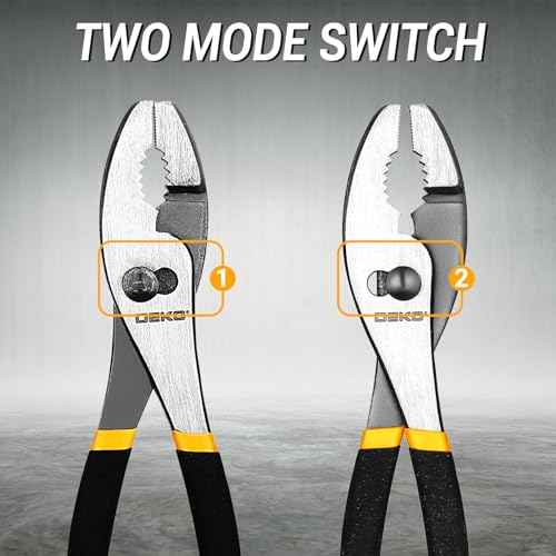 DEKOPRO 10 inch Slip Joint Pliers, Plier with Rubber Grip Handle, High Carbon Steel Plier Tools - Rust Resistant Finish
