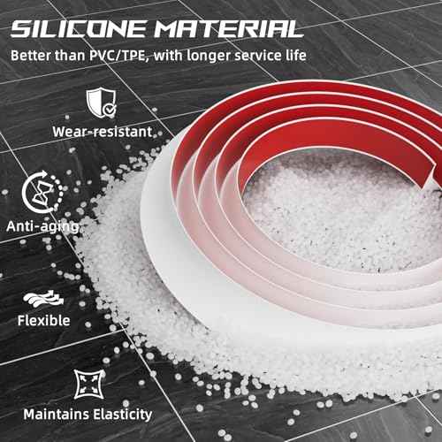 Flexible Quarter Round Molding Trim - Peel and Stick Silicone Caulk Strip,Shoe Molding for Floor Edges,Wall Corner,Staircase,Cabinet,Baseboard and Window Sill in Bathroom/Kitchen/Living Room,472 Inch