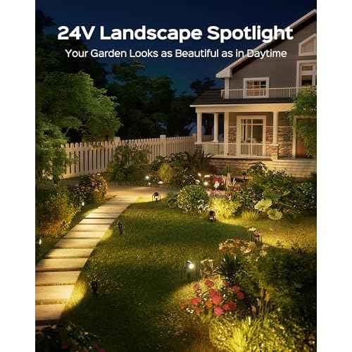 JACKYLED 8-Light LED Low Voltage Landscape Lighting, 9W Outdoor Spot Lights with Adapter, 3000K Warm White, ON/Off Timer, IP65 Waterproof Spotlights with Spiked Stand for Pathway, Patio, Tree, 63FT