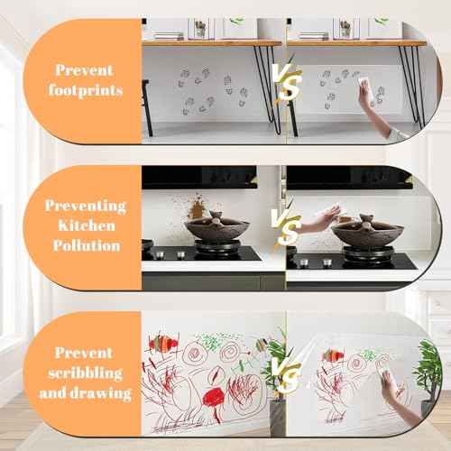 Clear Electrostatic Wall Protective Film,1.31 x 32.81ft Clear Contact Paper Peel and Stick Wallpaper from Furniture, Dog, Trash Can, Food Splash, Back Chair (10M)