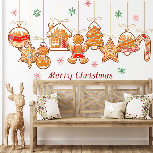 Christmas Wall Decals for Bedroom Hanging Christmas Tree Snowflake Gift Wall Stickers for Living Room Window Decor Removable Art Mural for Kids Baby Gift Nursery Door Decor Supplies (Style2)