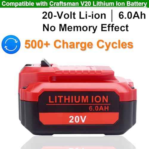Upgraded 2-Pack 6.0Ah 20V Replacement Battery CMCB206 Compatible with Craftsman 20-Volt V20 Series Cordless Outdoor Tools - Compatible with Craftsman V20 CMCB204 CMCB202 Lithium Batteries