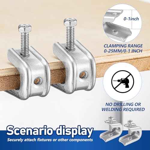 Hicarer 25 Pcs 1/4" x 20 Beam Clamp Steel Screw in Hooks for Flanges Strong Threaded Rod Wire Ring with Harden Point Screws