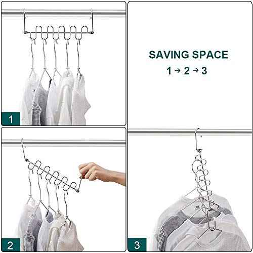 Meetu Space Saving Hangers Magic Cloth Hanger Metal Closet Organizer for Wardrobe Organization (Pack of 20)