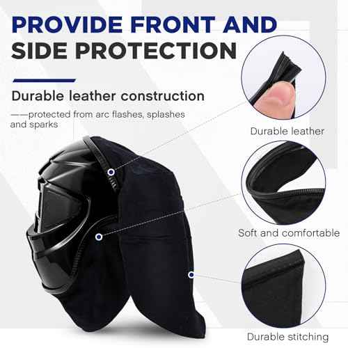 Jecery 2 Pcs Welding Helmet Cover and Helmet Bib Set, Welding Accessories with Press Fit Seal for Neck Protection, Fits Most(Classic,Black)
