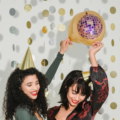 MAYJOYDIY 4 Size Disco Ball Stencil 6~11.8inch Dancing Party Dazzling Ball Stencil with Paint Brush Shiny Star Music Bar Party Light Templates for Furniture Windows Wood Wall Tile Canvas Fabric Floor