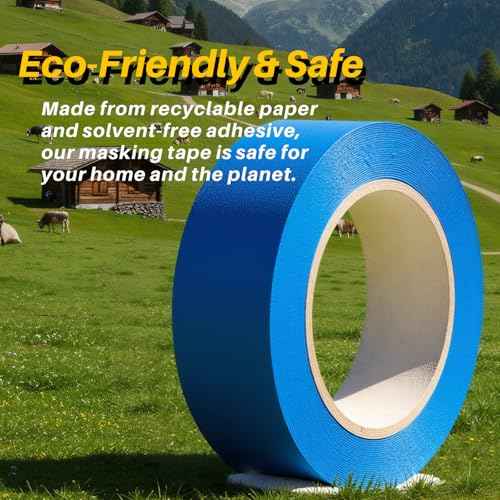 Painters Tape 2 Inch Wide with Bonus Scraper Tool Included, Blue Tape, Masking Tape, Paint Tape for Multi-Purpose, Painting, Painter's, (109yd =0.98IN*25yd*4),No Residue, Easy Removal