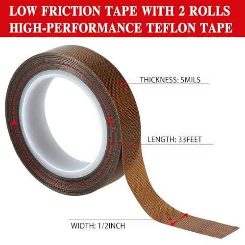 Low Friction Drawer Slide Tape - 2 Rolls 1/2" x33FT, Squeak Resistant & Abrasion Resistance Surface Protection Tape for Furniture, Tools,Wood,Drawer,Cabinet,Curtain(Brown)