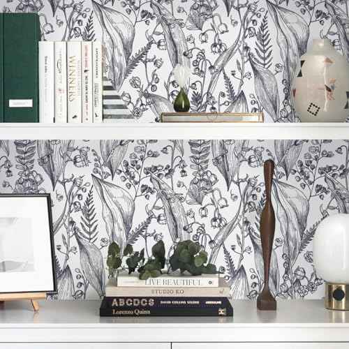 Livebor Peel and Stick Wallpaper - Boho Floral Leaf Contact Paper - 15.7"x196.8" Self-Adhesive Removable Decorative
