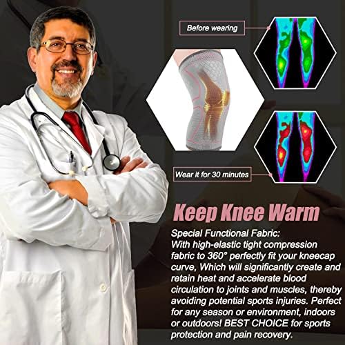 NEENCA Knee Braces for Knee Pain Women & Men -2 Pack Knee Sleeves for Knee Pain Set, Knee Brace Compression Sleeves, Knee Support for Sports, Running, Meniscus Tear, ACL, PCL, Arthritis Pain Relief...