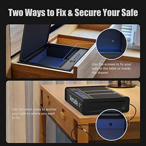 Versafe Gun Safe, Biometric Handgun Safe for Pistols Quick Access Pistol Safe with Fingerprint, KeyPad and Two Keys, Gun Box for Home