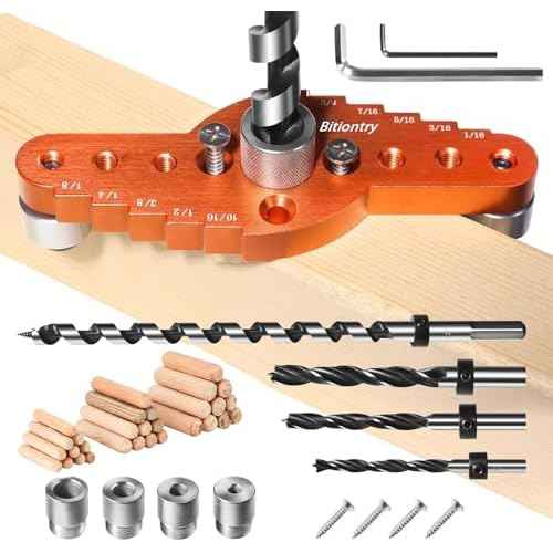 Dowel Jig Kit for Floating Shelf Bracket(& 1/2" x 11.8" Drill Bit), Self-Centering Scriber(& 1/4", 5/16", 3/8" Drill Bit),Drill Guide for Hidden Shelf Brackets & Mantels,Centering Hole Drill(Orange)