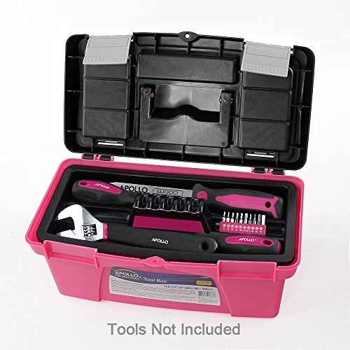 Apollo Tools Set of 3 Pink Stackable Tool Boxes with Top Compartment and Removable Trays for Crafts, Tool Storage - Pink Ribbon - DT5005P
