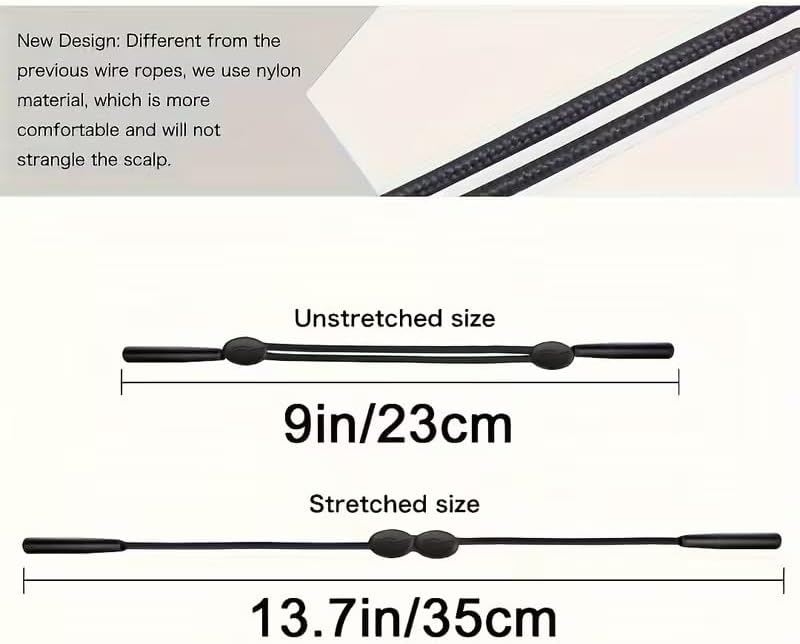 Classic Black Eyeglass Straps (3 Pack) - Adjustable Anti-Loss Eyewear Lanyard for Sports, Reading, Outdoor Activities | Secure Glasses Holder for Men, Women, Adults