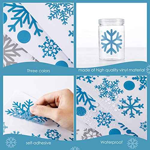 Tenare 305 Pieces Christmas Wall Decals Snowflakes Wall Stickers Xmas Silver and Winter Theme Snowflakes Winter Stickers Removable Home Decoration for Xmas Party