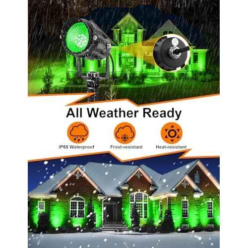 Christmas Green Landscape Lights Outdoor, 14 LED Landscape Lighting with US Plug, IP65 Waterproof Spotlights for Tree Yard Garden Pathway St. Patrick's Day Halloween Decor 4 Pack