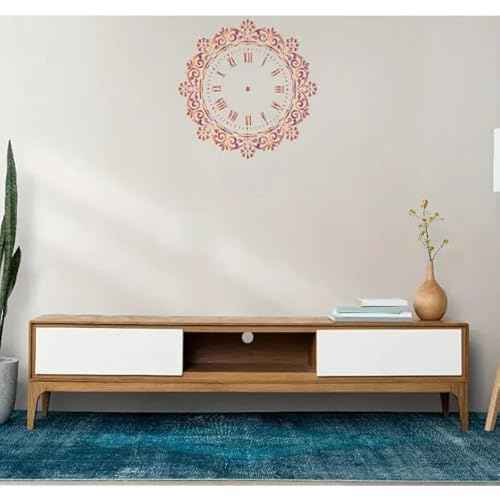 Round Clock Reusable Stencils for Crafts,Floral Clock Face Painting Stencil for Wood DIY Art Craft Drawing Templates for Painting on Wood Wall Cake Card Scrapbooking Paper