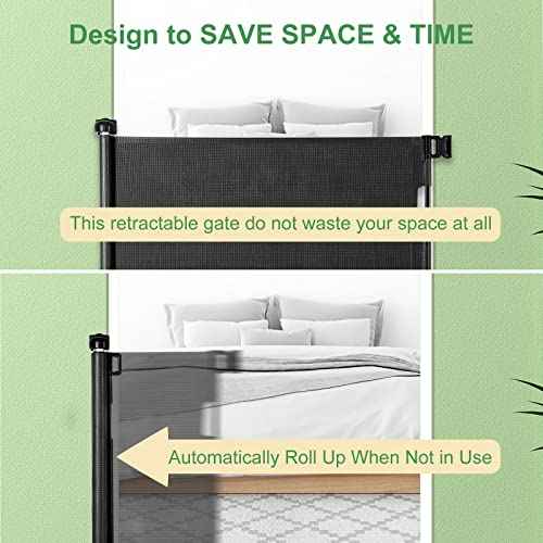 Upgraded Retractable Baby Gate, Extra Wide Safety Kids or Pets Gate, 33¡± Tall, Extends to 71¡± Wide, Mesh Safety Dog Gate for Stairs, Indoor, Outdoor, Doorways, Hallways(33¡±x71¡±, Black)