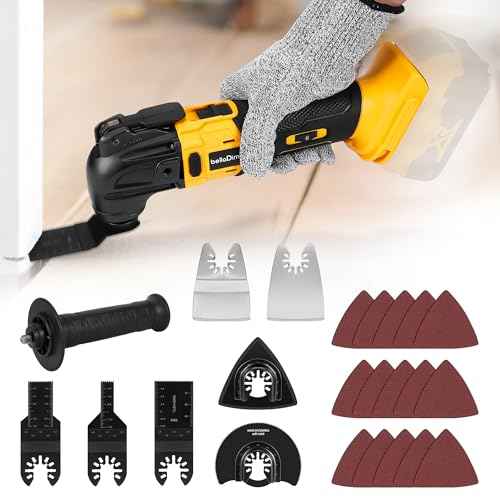 No Battery | Cordless Oscillating Multi-Tool Compatible with DeWalt 20V MAX Batteries,Brushless Motor (6000-20000 OPM), 6-Speed, 4¡Æ Swing Angle, 23-Piece Accessory Kit for Sanding, Cutting & Scraping