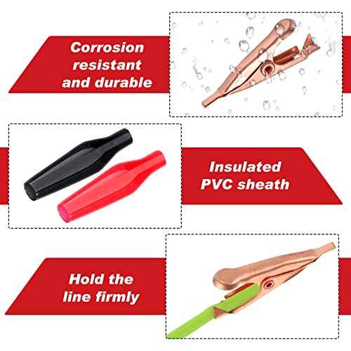 Moxweyeni Soldering Heat Sinks Micro Clip, Toothless Mini Alligator Small Alligator Clip Electrical with Smooth Microscopic Tip, 5 Amp with Protective Insulation Cover for Solder(20 Pack)