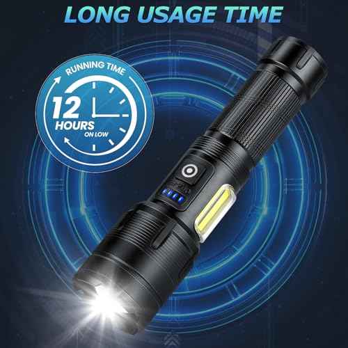 Rechargeable LED Flashlights High Lumen,99,000 Lumens Super Bright Flashlight,Powerful Flash Light 7 Modes with COB Work Light Waterproof for Home Outdoor Camping Hiking