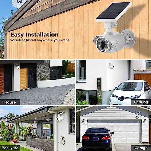 Solar Battery Powered Dummy Fake Security Cameras for Outside with PIR Thermal Sensor Warning Light, Motion Activated Floodlights, IP66 Waterproof 2 Pack