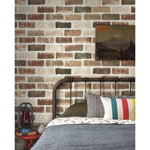 Timeet Brick Wallpaper Peel and Stick Wallpaper Faux Brick Wallpaper 3D Brick Wallpaper Brown Self Adhesive Removable Wallpaper for Wall Backsplash Seasonal Autumn Decor 17.5 "x 118.1"