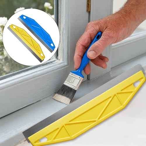 Painter's Trim Guard 12 Inch Paint Shield for Trim, 2 Pcs Painting Edger Tool for Walls, Professional Paint Cutting Edge Tool for Precise Trimming(Yellow+Blue)